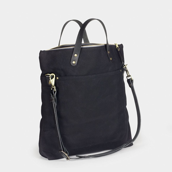 WAXED CANVAS FELIX BAG BLACK WAXED + TAN LEATHER - Picture 2 of 8